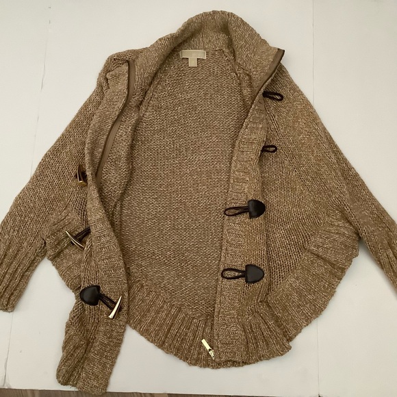 Michael Kors Brown Knit Poncho with Toggle Accents - Picture 4 of 9